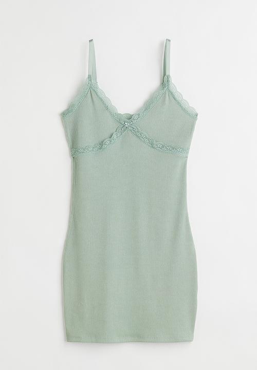 H&M - Ribbed bodycon dress - light green