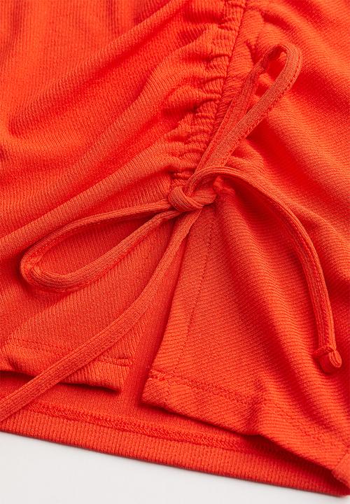 H&M - Fitted drawstring-detail dress - orange