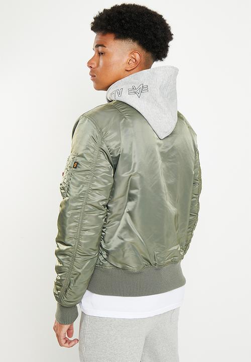 Alpha Industries - Ma 1 dtec detachable hood grey - vintage green