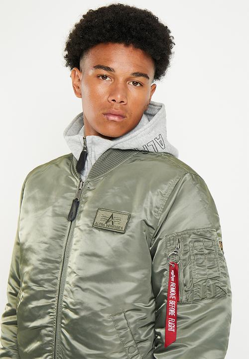 Alpha Industries - Ma 1 dtec detachable hood grey - vintage green