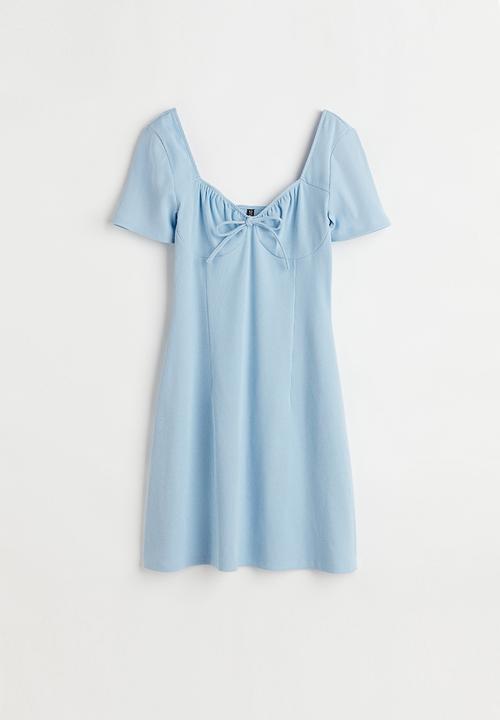 H&M - Tie-detail ribbed dress - blue