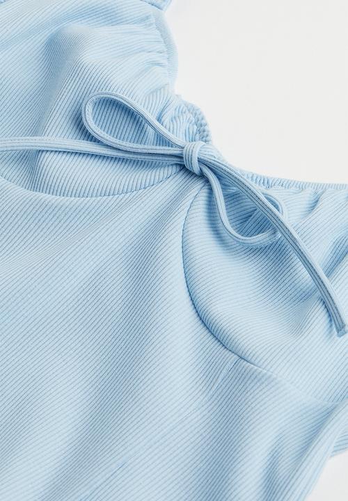 H&M - Tie-detail ribbed dress - blue