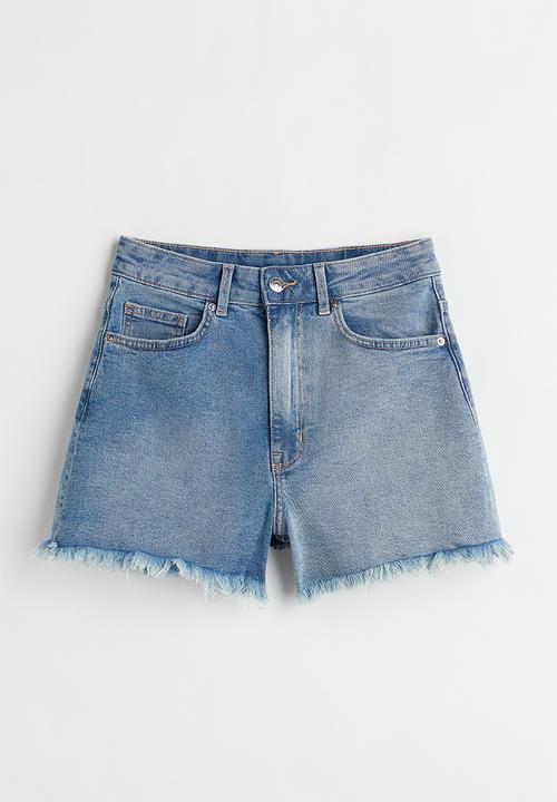 H&M - High waist denim shorts - denim blue
