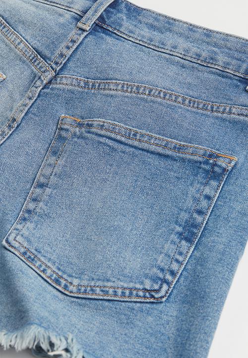 H&M - High waist denim shorts - denim blue
