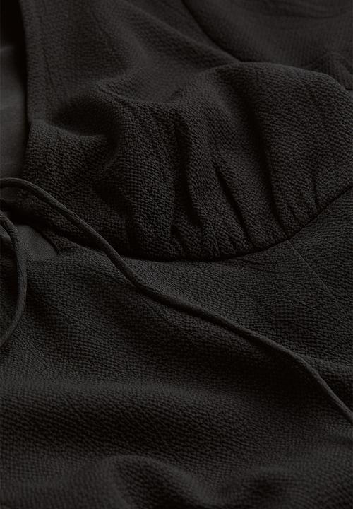 H&M - Patterned tie-detail dress - black