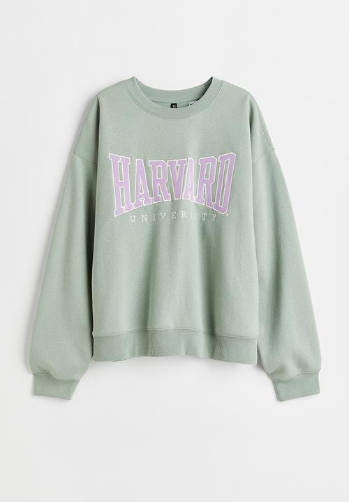 H&M - Printed sweatshirt - dusky green/harvard