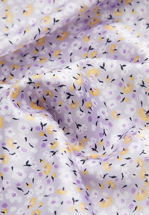 H&M - Patterned tie-detail dress - light purple/small flowers