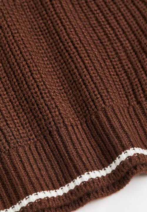 H&M - Rib-knit sweater vest - dark brown/white