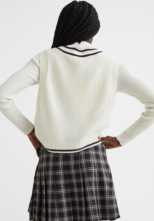 H&M - Rib-knit sweater vest - white/black