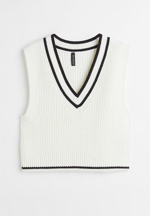 H&M - Rib-knit sweater vest - white/black