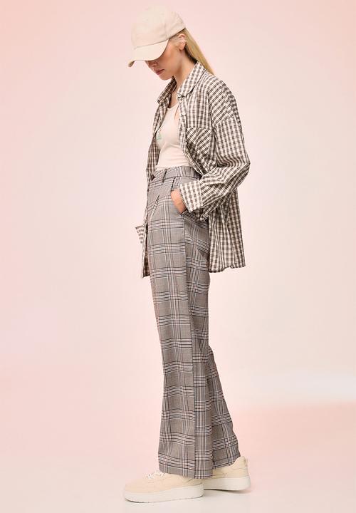 H&M - Tailored trousers - light brown/checked