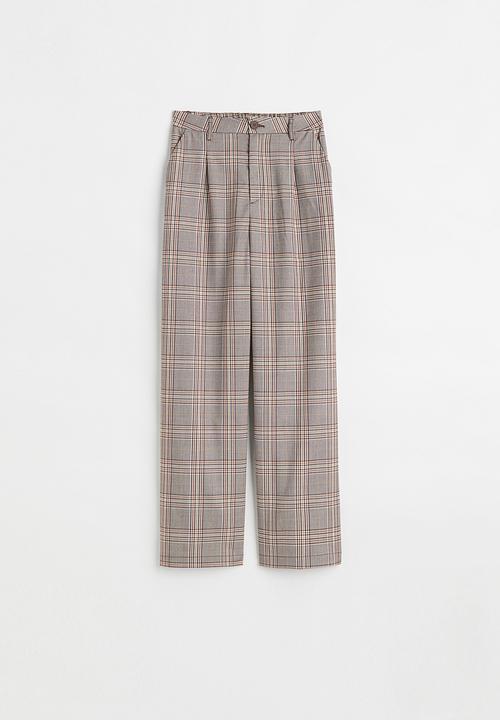 H&M - Tailored trousers - light brown/checked