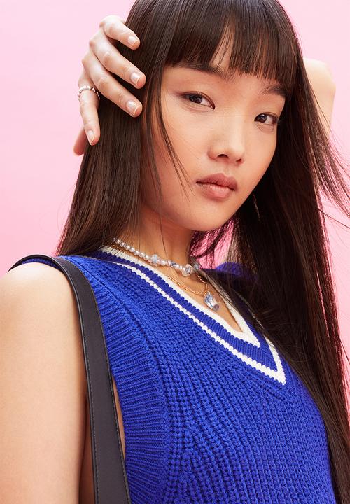H&M - Rib-knit sweater vest - bright blue/white