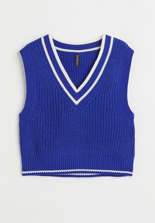 H&M - Rib-knit sweater vest - bright blue/white