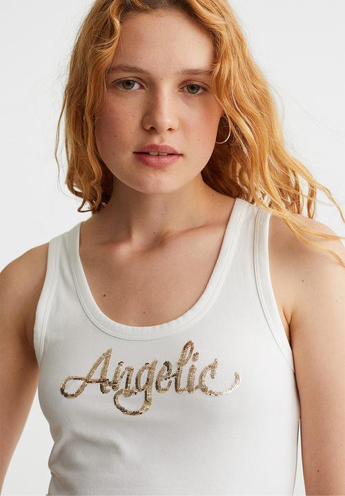 H&M - Ribbed vest top - white/angelic