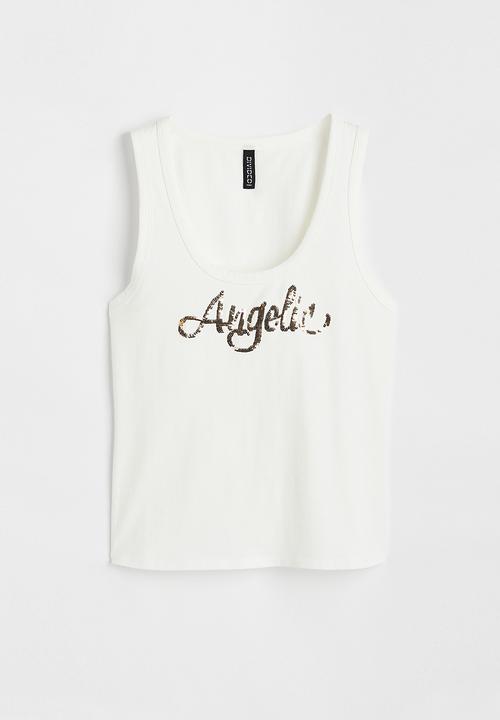 H&M - Ribbed vest top - white/angelic
