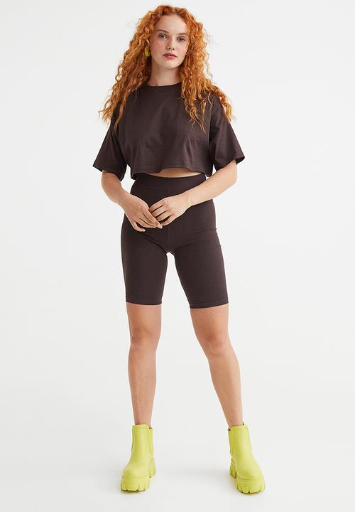 H&M - Cropped cotton t-shirt - dark brown