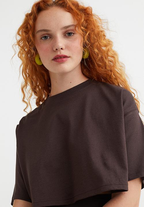 H&M - Cropped cotton t-shirt - dark brown