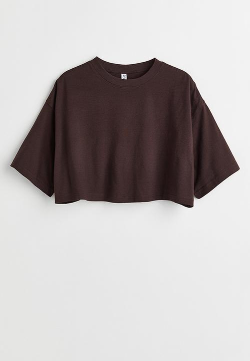 H&M - Cropped cotton t-shirt - dark brown