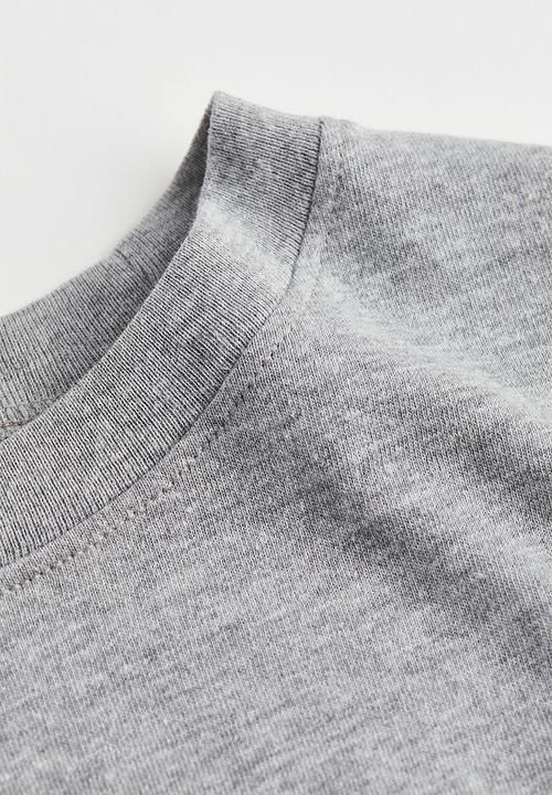 H&M - Cropped cotton t-shirt - light grey marl