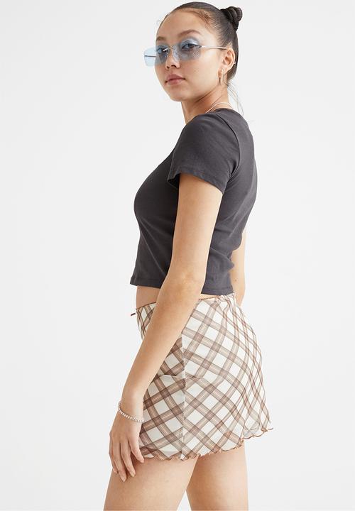 H&M - Cropped printed T-shirt - black/oregon