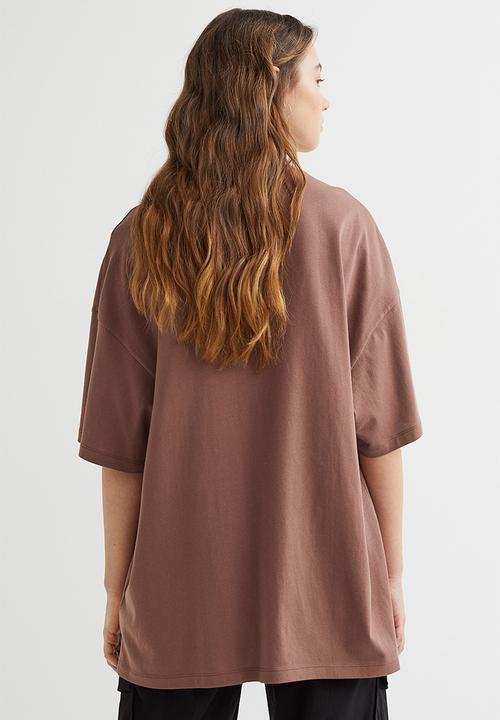 H&M - Oversized printed T-shirt - brown/stars shine