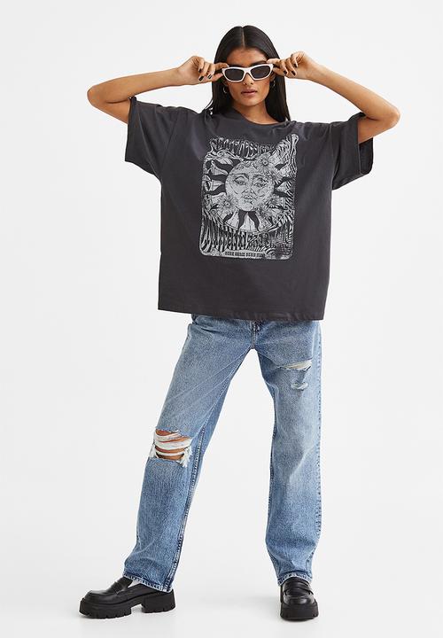 H&M - Oversized printed T-shirt - black