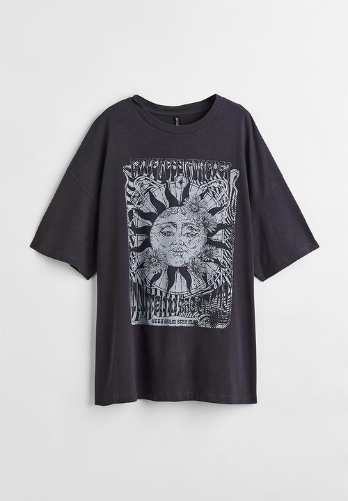 H&M - Oversized printed T-shirt - black