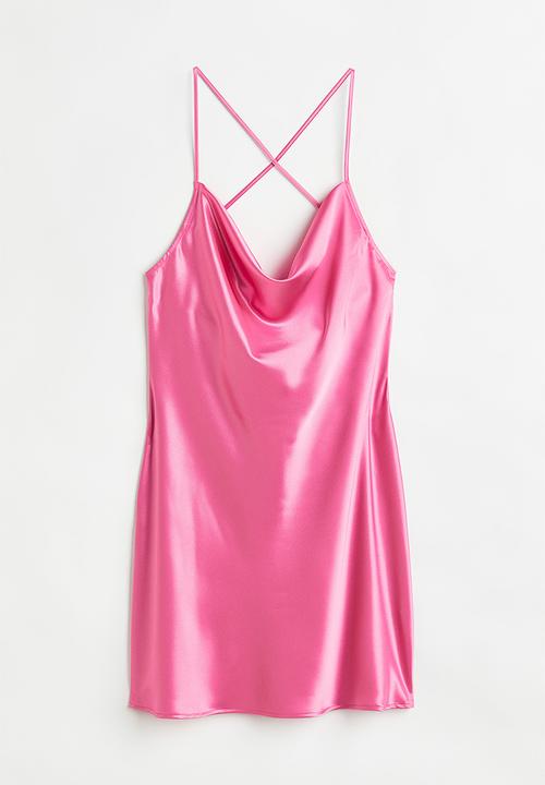 H&M - Short satin dress - cerise