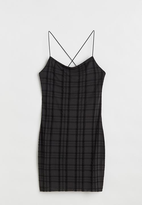 H&M - Open-backed bodycon dress - black/checked