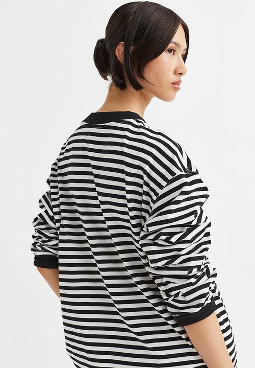 H&M - Long-sleeved jersey top - black/striped