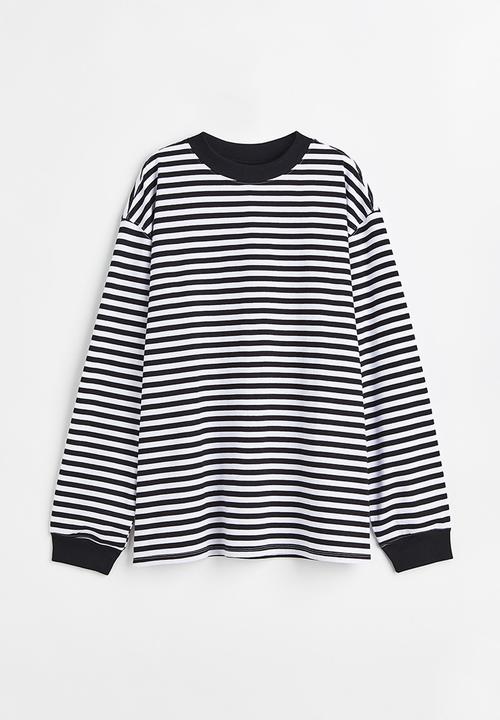 H&M - Long-sleeved jersey top - black/striped