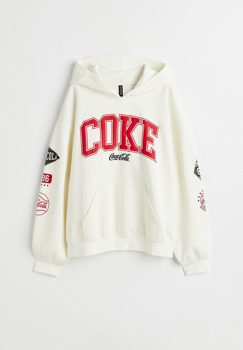 H&M - Oversized printed hoodie - white/coca-cola