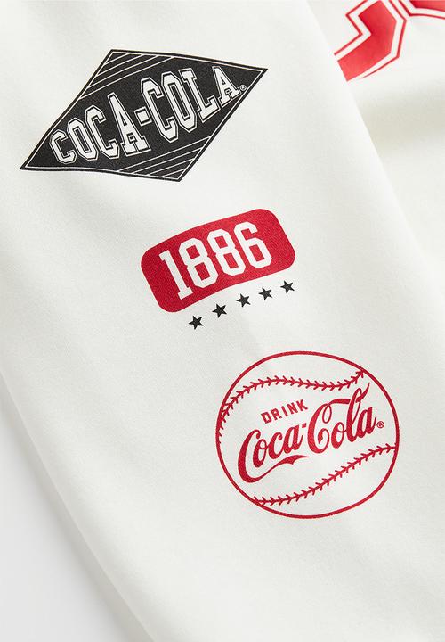 H&M - Oversized printed hoodie - white/coca-cola