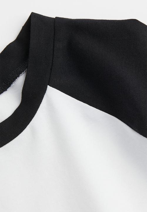 H&M - Cropped T-shirt - white/black