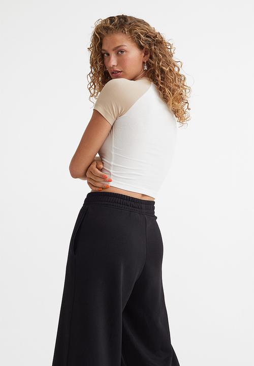 H&M - Cropped T-shirt - white/beige