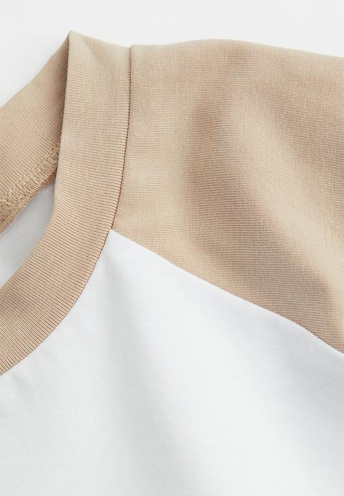 H&M - Cropped T-shirt - white/beige