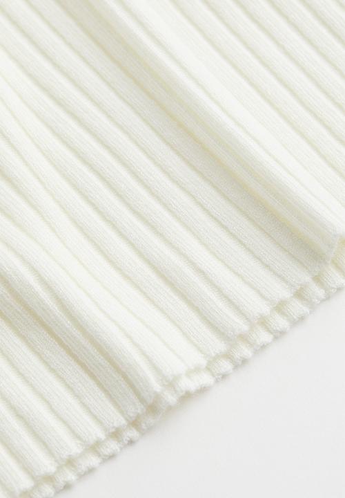 H&M - Collared rib-knit top - cream