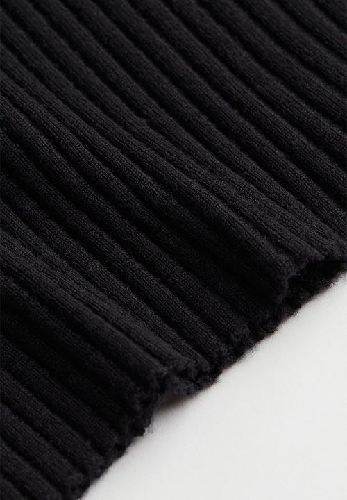 H&M - Collared rib-knit top - black