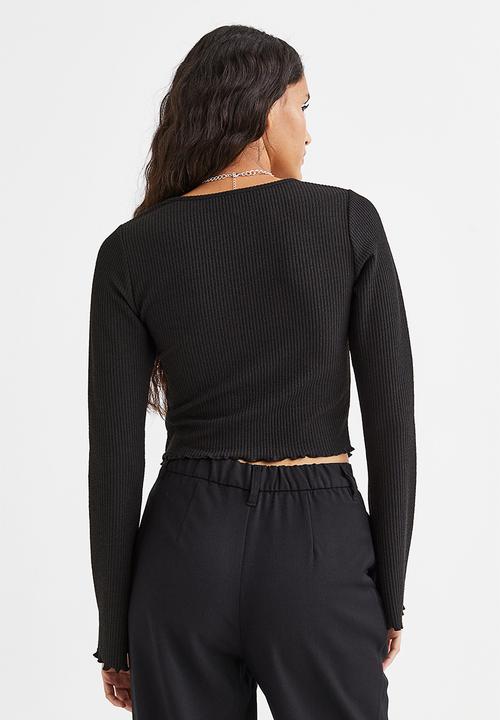 H&M - V-neck long-sleeved top - black