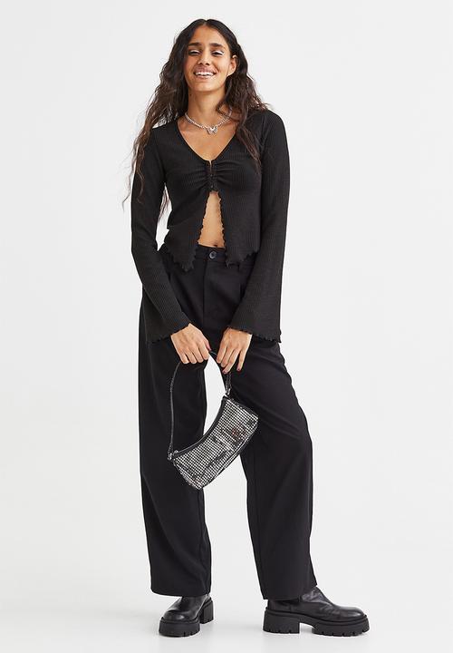 H&M - V-neck long-sleeved top - black