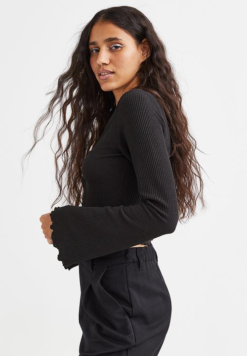 H&M - V-neck long-sleeved top - black