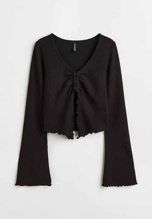H&M - V-neck long-sleeved top - black