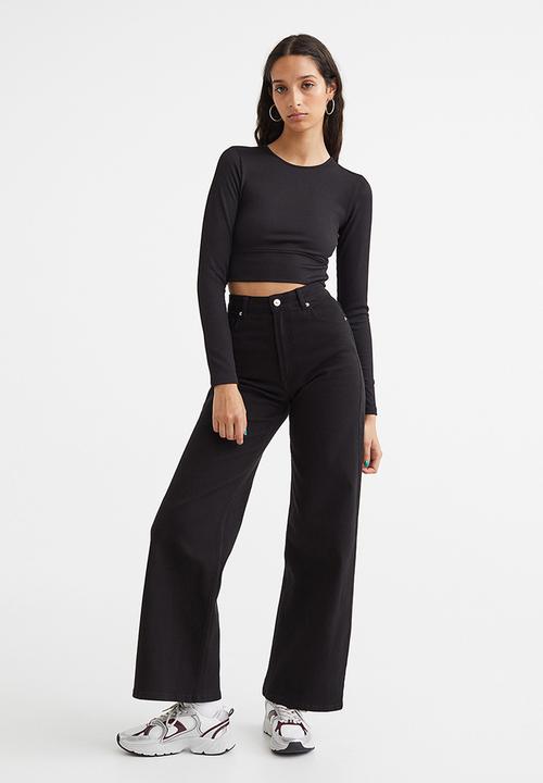 H&M - Ribbed cropped top - black I