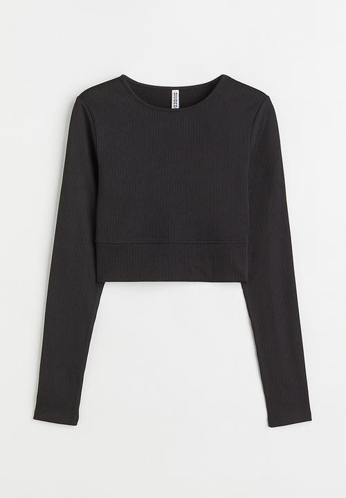 H&M - Ribbed cropped top - black I