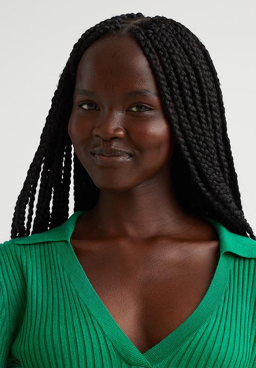 H&M - Collared rib-knit top - green