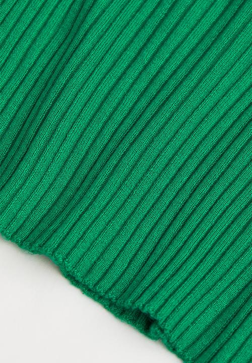 H&M - Collared rib-knit top - green