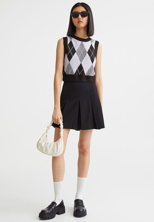 H&M - Jacquard-knit sweater vest - light purple/argyle pattern