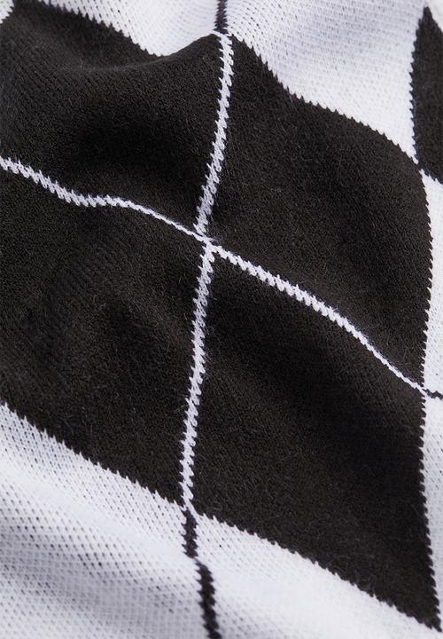 H&M - Jacquard-knit sweater vest - white/argyle pattern