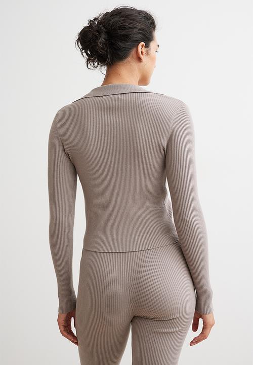 H&M - Rib-knit cardigan - greige 